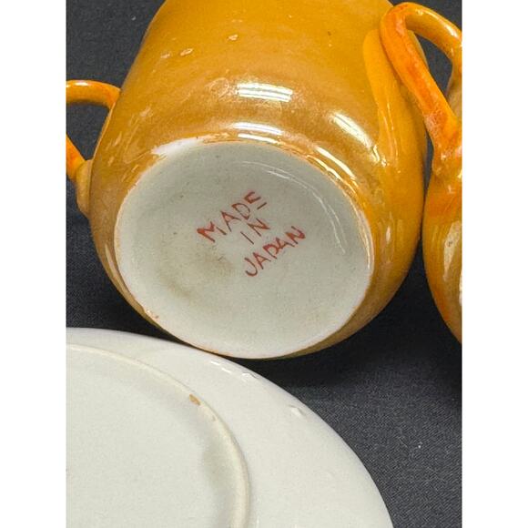 Set of 4 Vintage Hand-Painted Lusterware Demitasse Teacups & Saucers – Japan - Picture 10 of 13